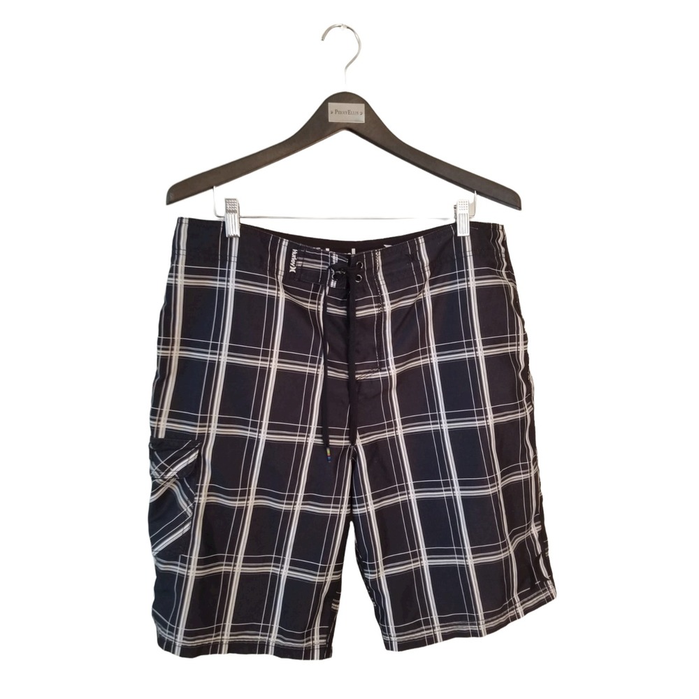 Hurley Swim Shorts Black White Pattern Men's Size 36 INSEAM 10